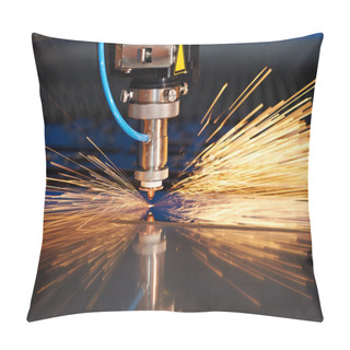 Personality  Laser Cutting Of Metal Sheet With Sparks Pillow Covers