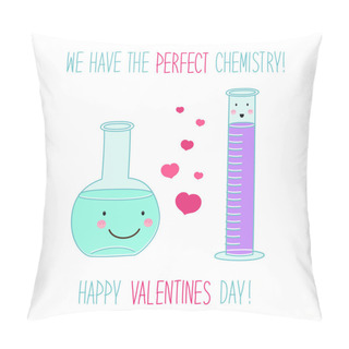 Personality  Valentines Day Card With Laboratory Tubes Pillow Covers