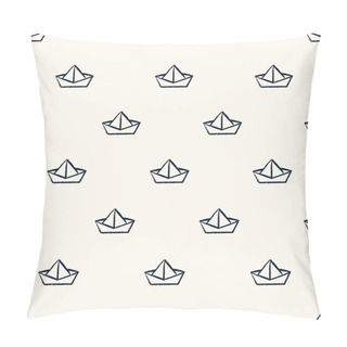 Personality  Seamless Nautical Pattern With Paper Boats. Pillow Covers