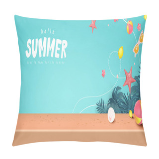 Personality  Copy Space Colorful Summer Beach Vibes Background Layout Banner Design  Pillow Covers