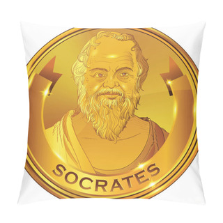 Personality  Socrates (469-399 BC) Portrait In Line Art Illustration. He Was A Classical Greek (Athenian) Philosopher And He Is Considered As The Father Of Western Philosophy. Pillow Covers