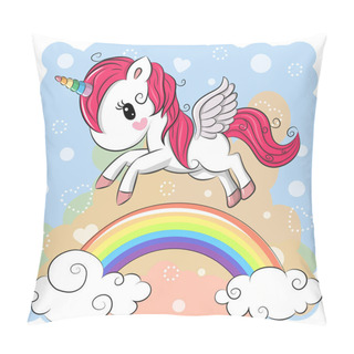 Personality  Cute Cartoon Unicorn And Rainbow Pillow Covers