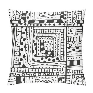 Personality  Seamless Pattern With Abstract Figures. Black And White Background. Pillow Covers