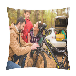 Personality  Happy Family With Bicycle Pillow Covers