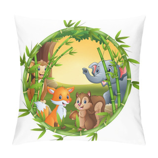 Personality  Vector Illustration Of The Animals Are Meet Together Pillow Covers