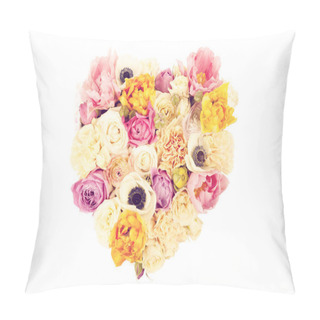 Personality  Heart Shaped Flower Bouquet Isolated On White Pillow Covers
