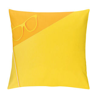 Personality  Top View Of Masquerade Mask On Yellow And Orange Background Pillow Covers