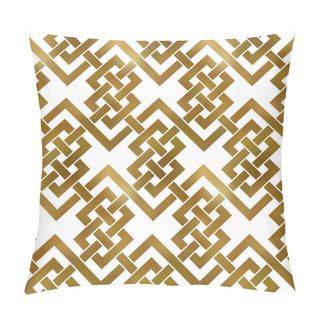 Personality  Abstract Repeatable Pattern Background Of Golden Twisted Strips. Swatch Of Gold Intertwined Zigzag Bands. Modern Seamless Pattern. Pillow Covers