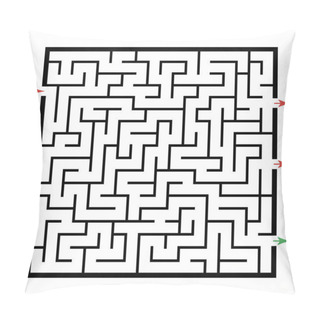 Personality  Illustration With Labyrinth, Maze Conundrum For Kids. Baby Puzzle With Entry And Exit. Children Riddle Game. Pillow Covers