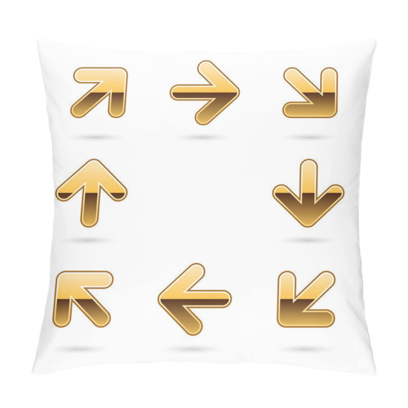 Personality  Metallic Glossy Gold Arrow Sign Web 2.0 Icon Pillow Covers