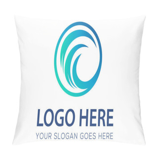 Personality  Blue Color Line Art Nature Wave Logo Design Pillow Covers