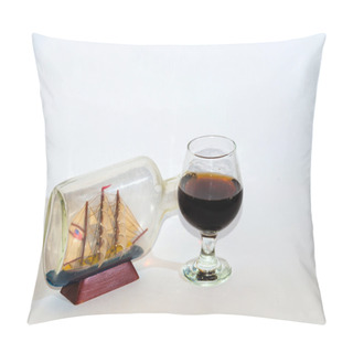 Personality  Sailing Ship And Wine Collage. Pillow Covers
