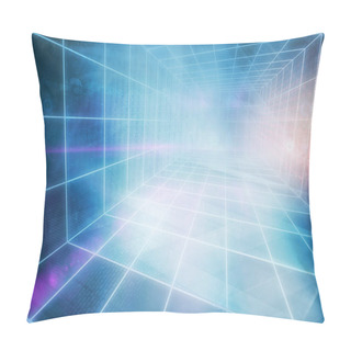 Personality  A Futuristic World High-tech Enclosed Studio Backdrop With Multiple Technological Screen Grids Pillow Covers
