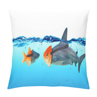 Personality  Deception Concept - Disguise Between Shark And Goldfish Pillow Covers