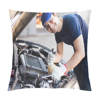 Personality  Mechanic Working On Car Engine Pillow Covers