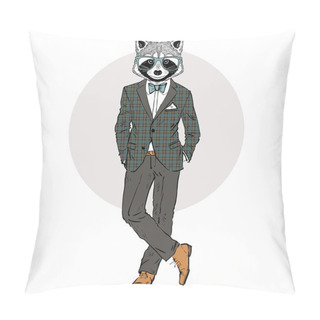 Personality  Raccoon Dressed Up In Tweed Suit Pillow Covers