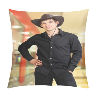 Personality  Man In Stetson Hat Pillow Covers