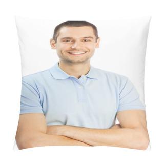 Personality  Cheerful Young Man, Over White Pillow Covers