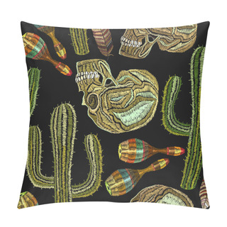 Personality  Embroidery Mexican Culture Seamless Pattern Art Pillow Covers