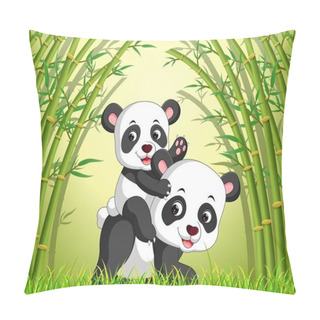 Personality  Two Cute Panda In A Bamboo Forest Pillow Covers