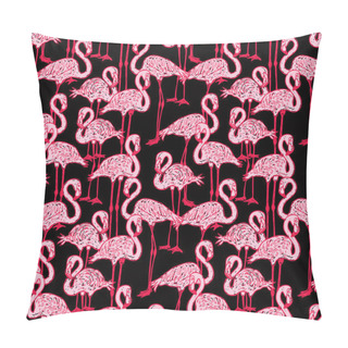 Personality  Seamless Background Of The Pink Flamingos Pillow Covers