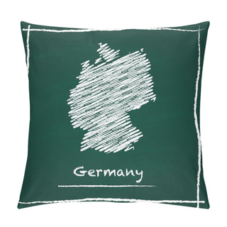 Personality  Germany Outline Vector Map Hand Drawn With Chalk On A Green Blackboard. Pillow Covers