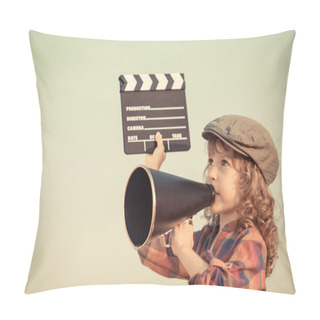 Personality  Kid Shouting Through Megaphone Pillow Covers
