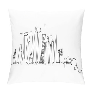 Personality  Qatar City Skyline Doodle Sign Pillow Covers