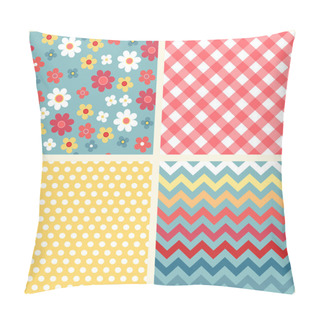 Personality  Set Of Four Retro Seamless Patterns Pillow Covers
