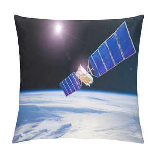 Personality  Space Satellite Orbiting The Earth. Elements Of This Image Furnished By NASA Pillow Covers