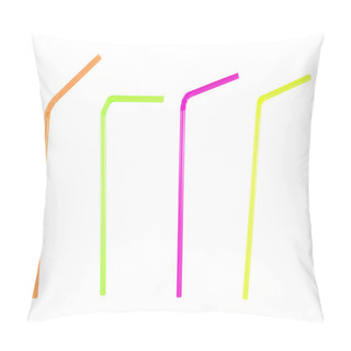 Personality  Set Of Four Bent Drinking Straws Over White Background Pillow Covers