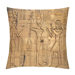 Personality  Hieroglyphic Carvings In Ancient Temple Pillow Covers