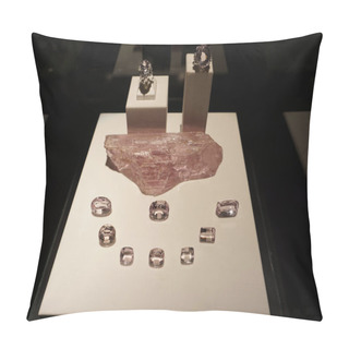 Personality  Pink Kunzite Crystal, Semi Precious Gem. Jewelry Composition Of Natural Gems Pillow Covers