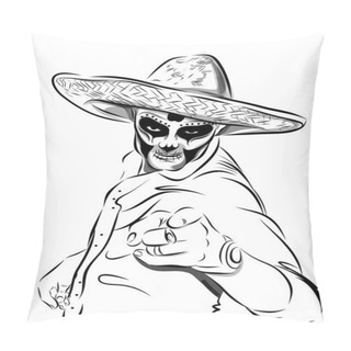 Personality  Day Of The Dead Sugar Skull Man Vector. Mexican Skull. Dia De Los Muertos. EPS10 Illustration. Pillow Covers