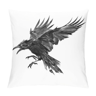 Personality  Drawn Flying Bird On White Background Side View Pillow Covers