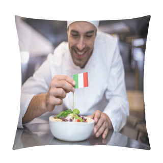 Personality  Chef Presenting Meal With Italian Flag Pillow Covers