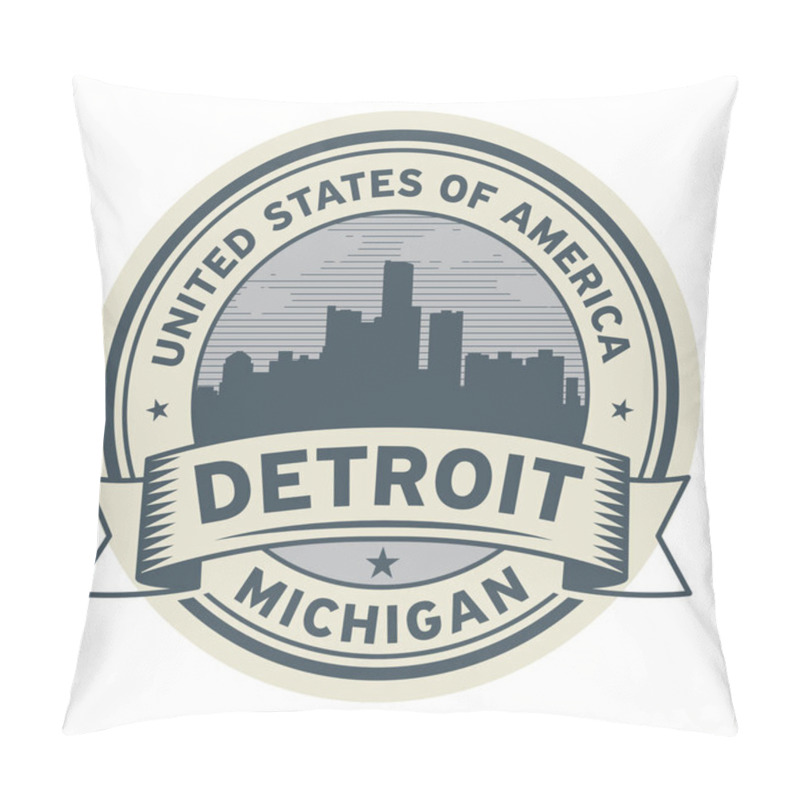 Personality  Stamp or label with name of Detroit, Michigan pillow covers