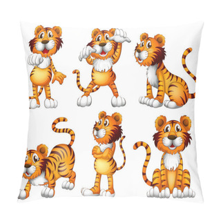 Personality  Six Positions Of A Tiger Pillow Covers