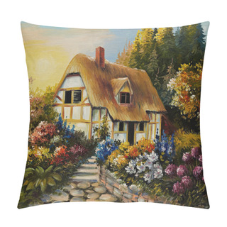 Personality  Oil Painting Of Fairy House, Art Work Pillow Covers