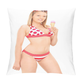 Personality  Woman Eating Ice Cream Pillow Covers