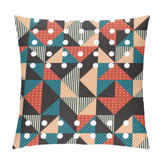 Personality  Geometric Triangle Abstract With Colorful Vintage Retro Memphis Style Background. Pillow Covers