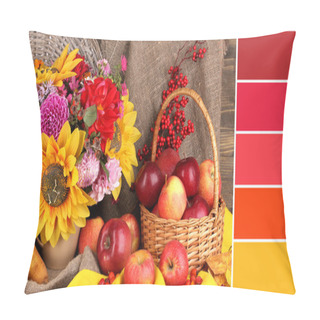 Personality  Autumn Still Life With Apples. Color Palette With Complimentary Swatches Pillow Covers