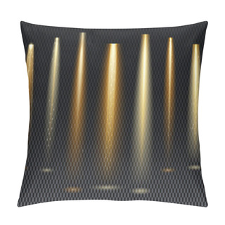 Personality  Gold Spotlight. Bright Lighting With Spotlights Of The Stage On Transparent Background. Pillow Covers
