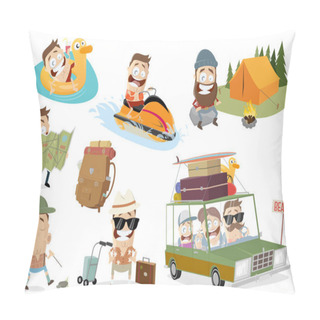 Personality  Funny Vacation Related Cartoon Man Collection Pillow Covers