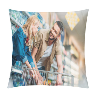 Personality  Couple Shopping In Supermarket Pillow Covers