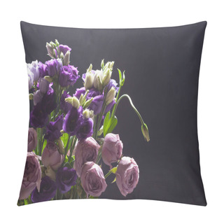 Personality  Roses In A Glass Vase On A Black Background. Dark Photo.  Pillow Covers