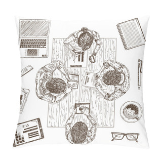 Personality  Business Meeting Sketch Concept Pillow Covers