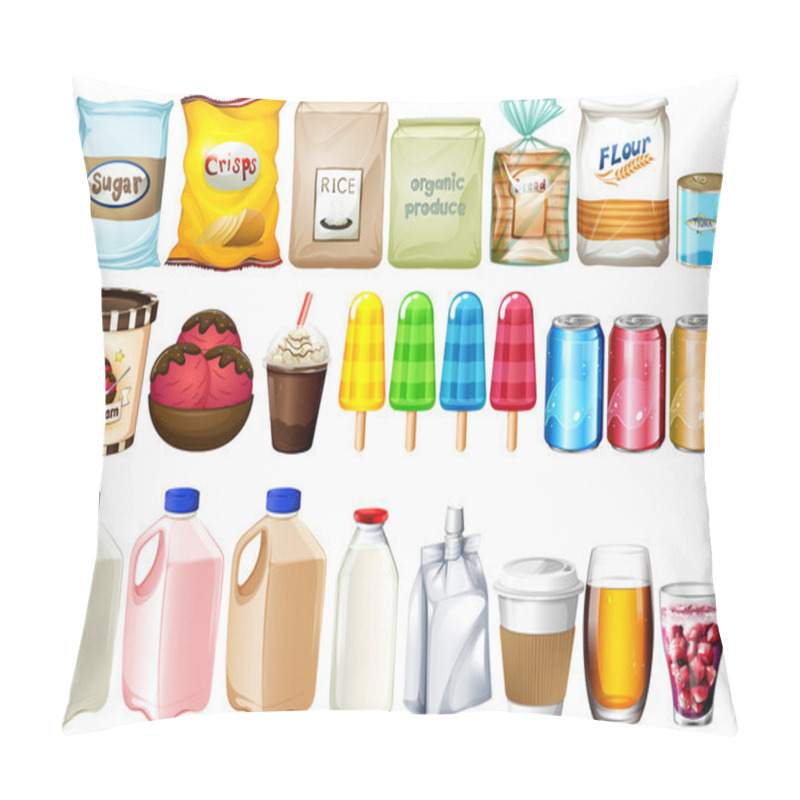 Personality  A group of foods and drinks pillow covers