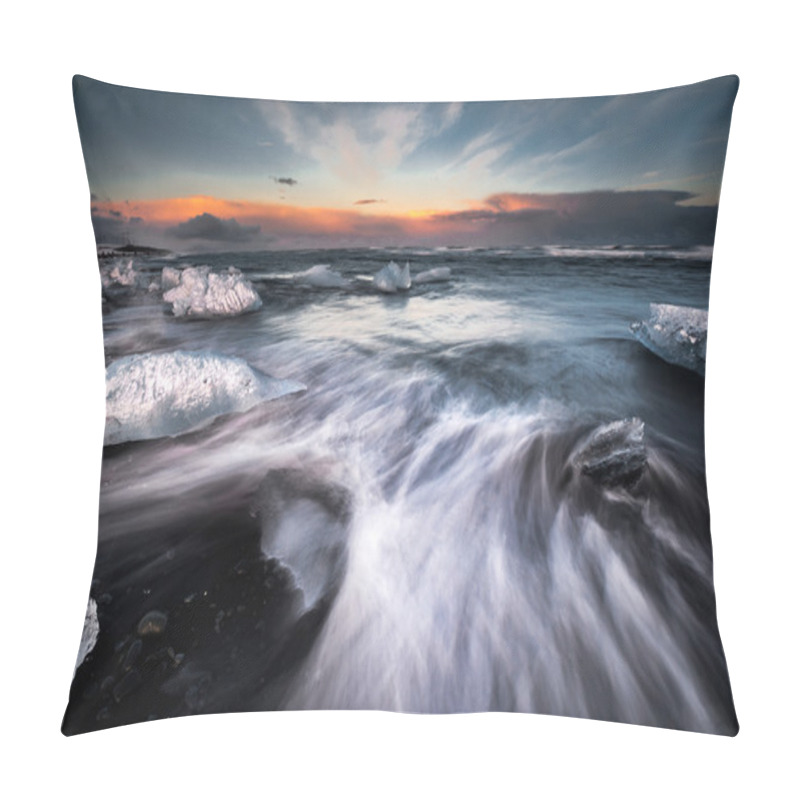 Personality  Wave Movements Around Ice Blocks Pillow Covers