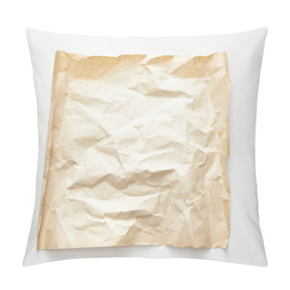 Personality  Top View Of Empty Crumpled Vintage Paper On White Background Pillow Covers
